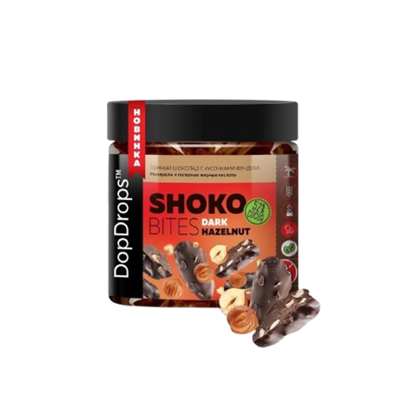 Темный Shoko Bites  230 гр. Dopdrops  - Фундук
