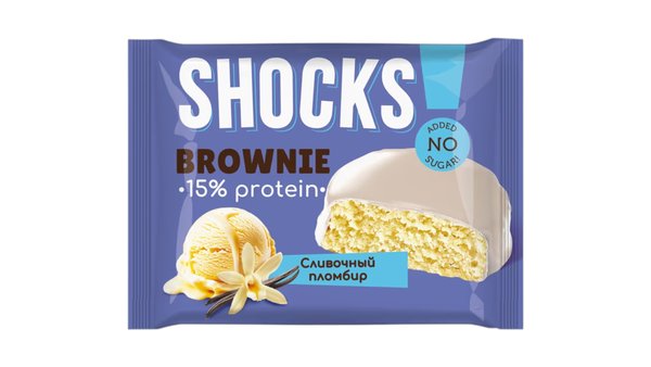 Fitness Shock Protein Brownie 50 g - Qaymaqlı plombir