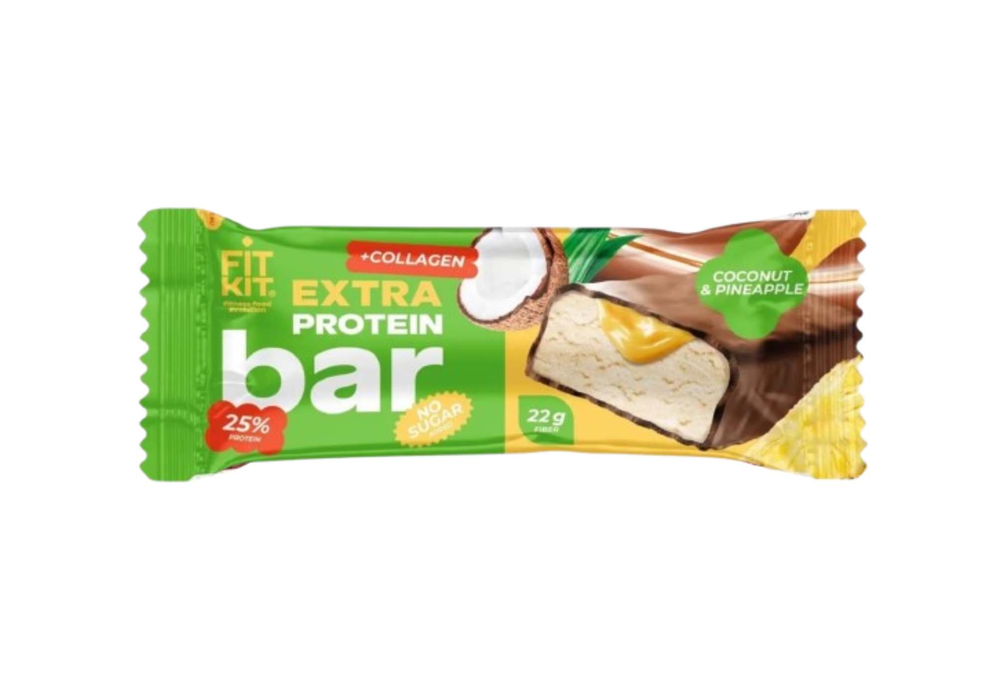 Proteinli batonçik Extra  Protein (+kollagen) 60qr. Fit Kit  - Kokos-Ananas