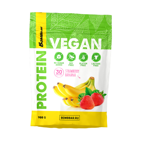 Bombbar Vegan Protein 900 г - Клубника-Банан