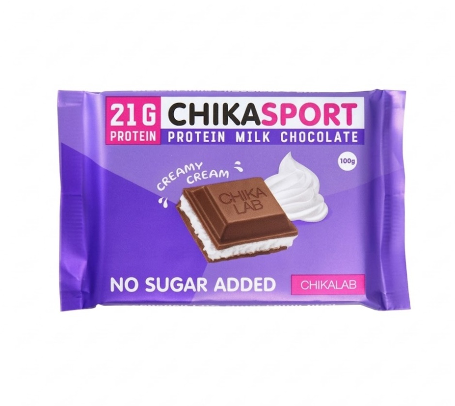 Chika Sport Протеиновый шоколад без сахара 100 гр - Молочный со сливочной начинкой