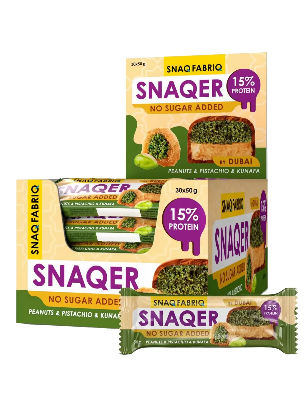 Snaqer No Sugar Bar Dubai 50 g - Araxis-püstə-künəfə