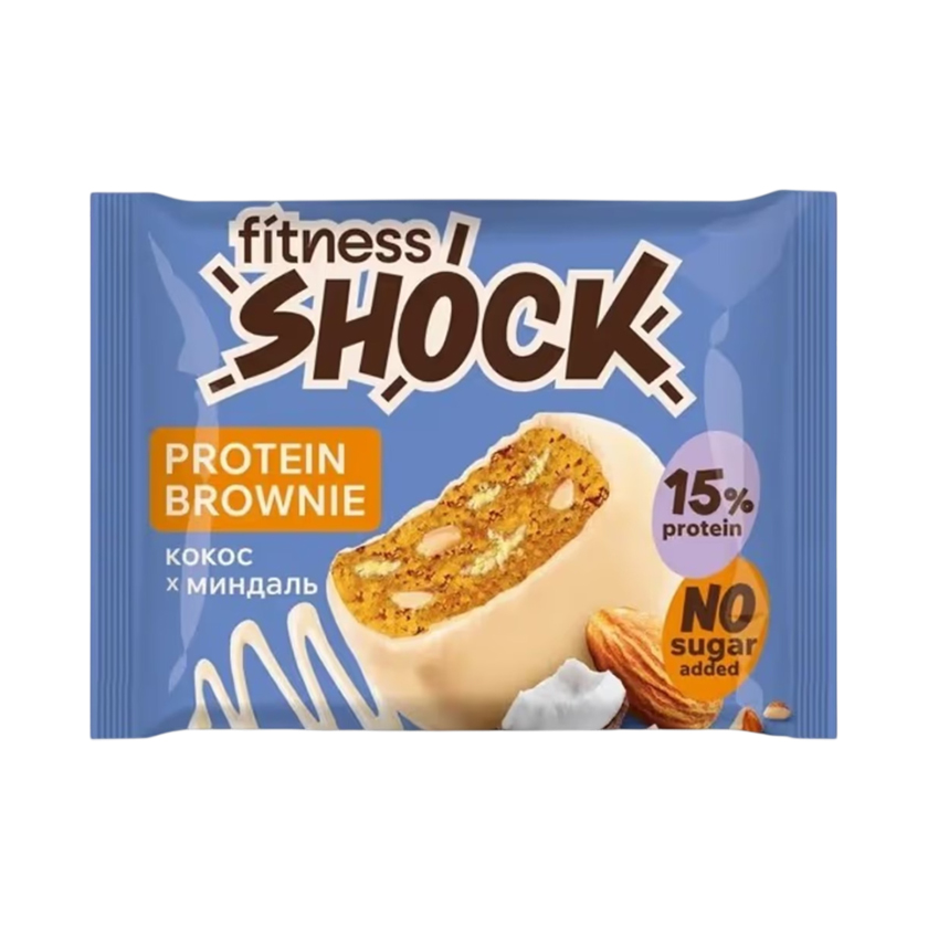 Протеиновое Брауни 50 гр. Fitness Shock - Кокос с миндалём
