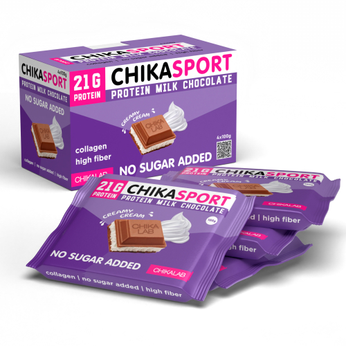 Chika Sport Протеиновый шоколад без сахара 100 гр - Молочный со сливочной начинкой