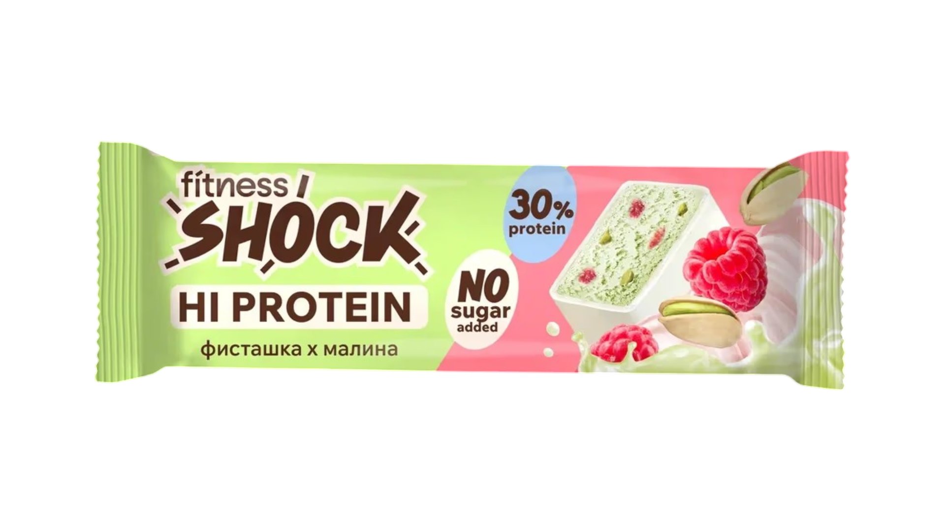 Fitness Shock HiProtein Bar with Collagen 40g - Фисташка и малина