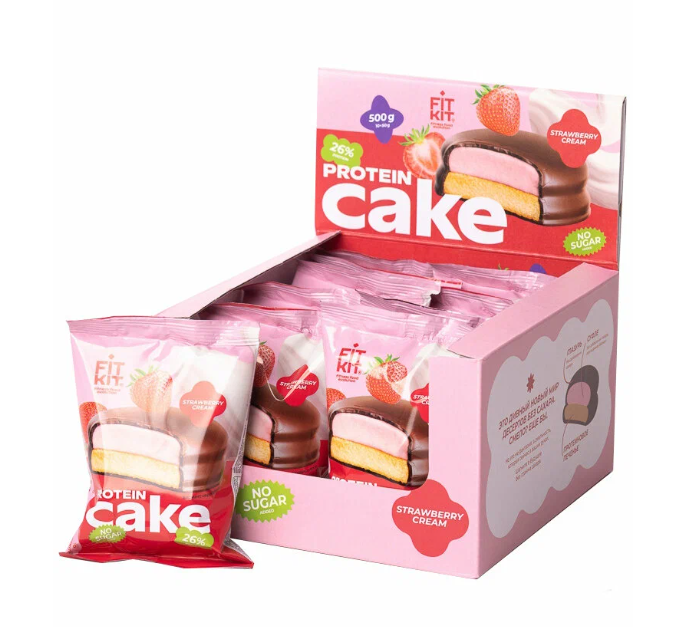 Fit Kit  Protein Cake 50g - Клубника со сливками
