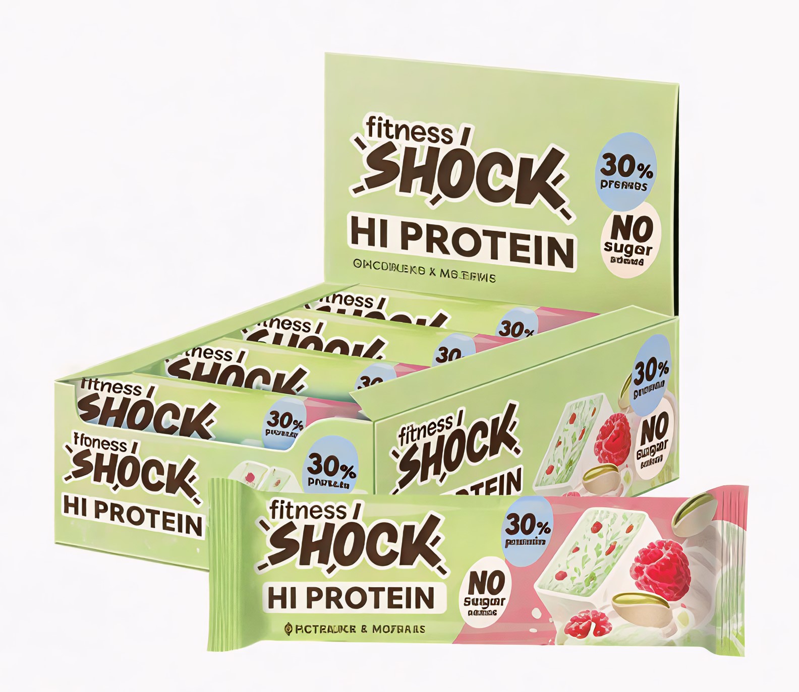 Fitness Shock HiProtein Bar with Collagen 40g - Фисташка и малина