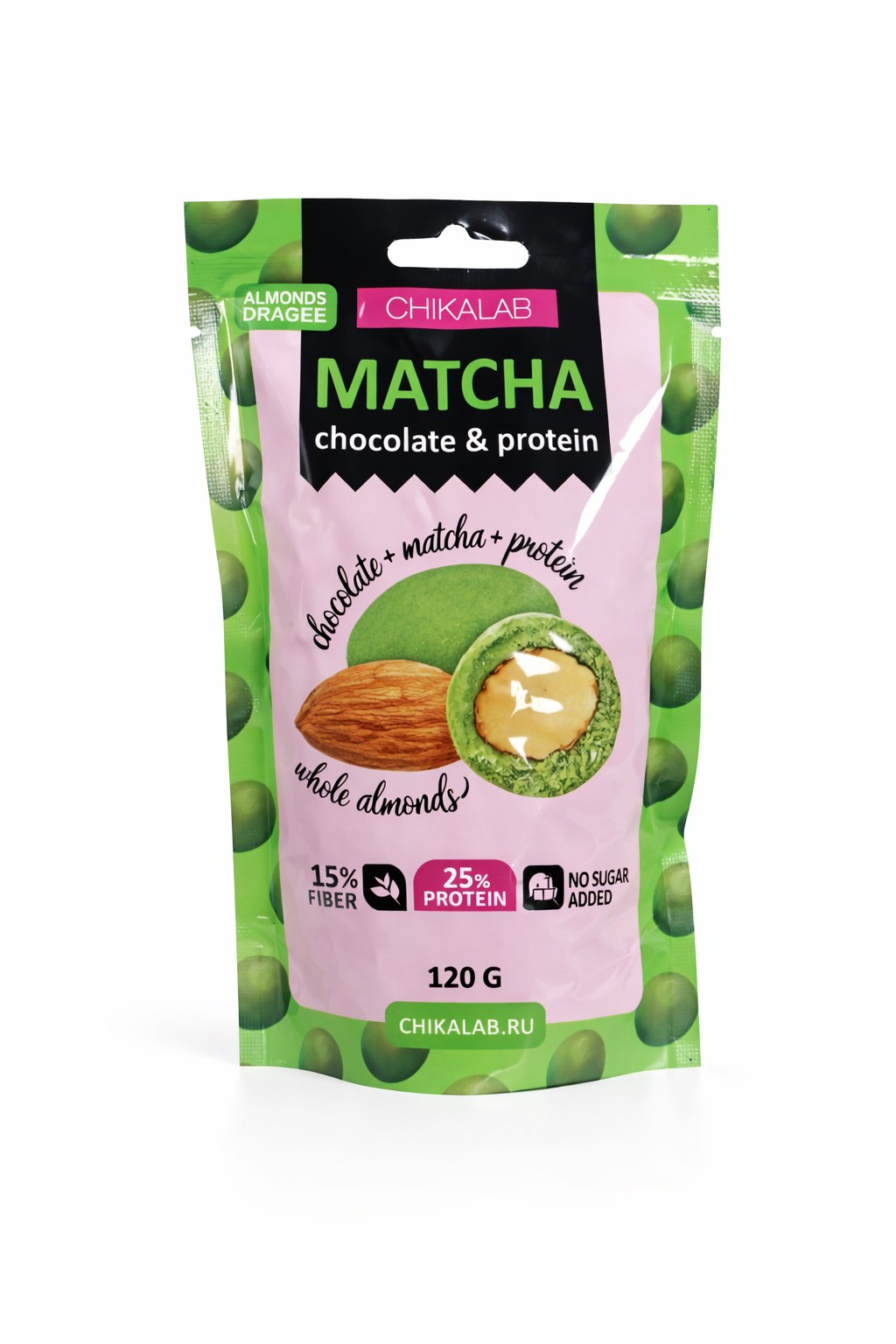 Chicalab Protein Dragee 120g - Миндаль в белом шоколаде с чаем матча