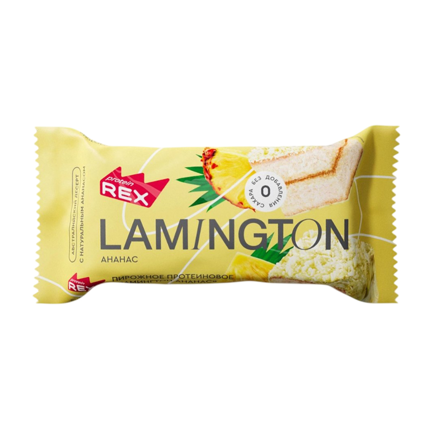 Proteinli  pirojma Lamington, 50 qr. Rex - Ananas