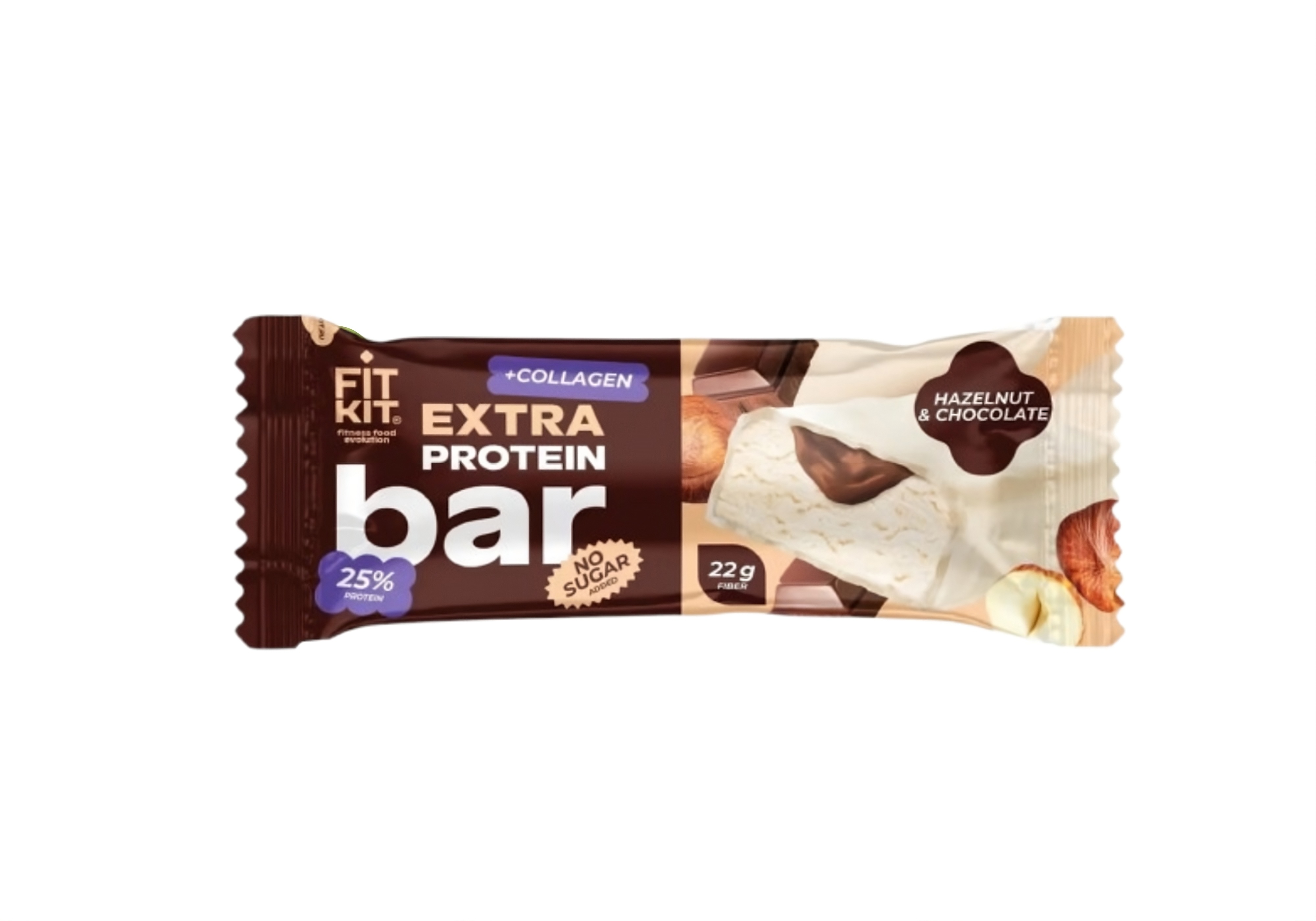Proteinli batonçik Extra  Protein (+kollagen) 60qr. Fit Kit  - Fındıq-şokolad