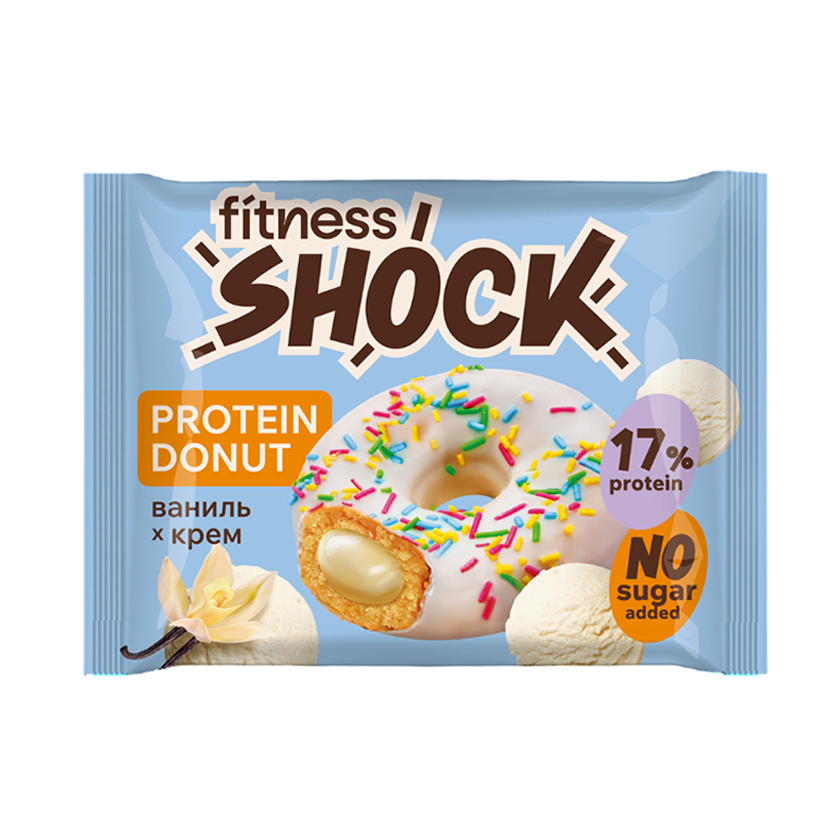 Протеиновый пончик Fitness Shock 70 гр - Ваниль- Крем