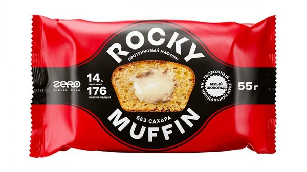 Rocky Muffin  55 g - «Творожный» с начинкой «Белый шоколад»