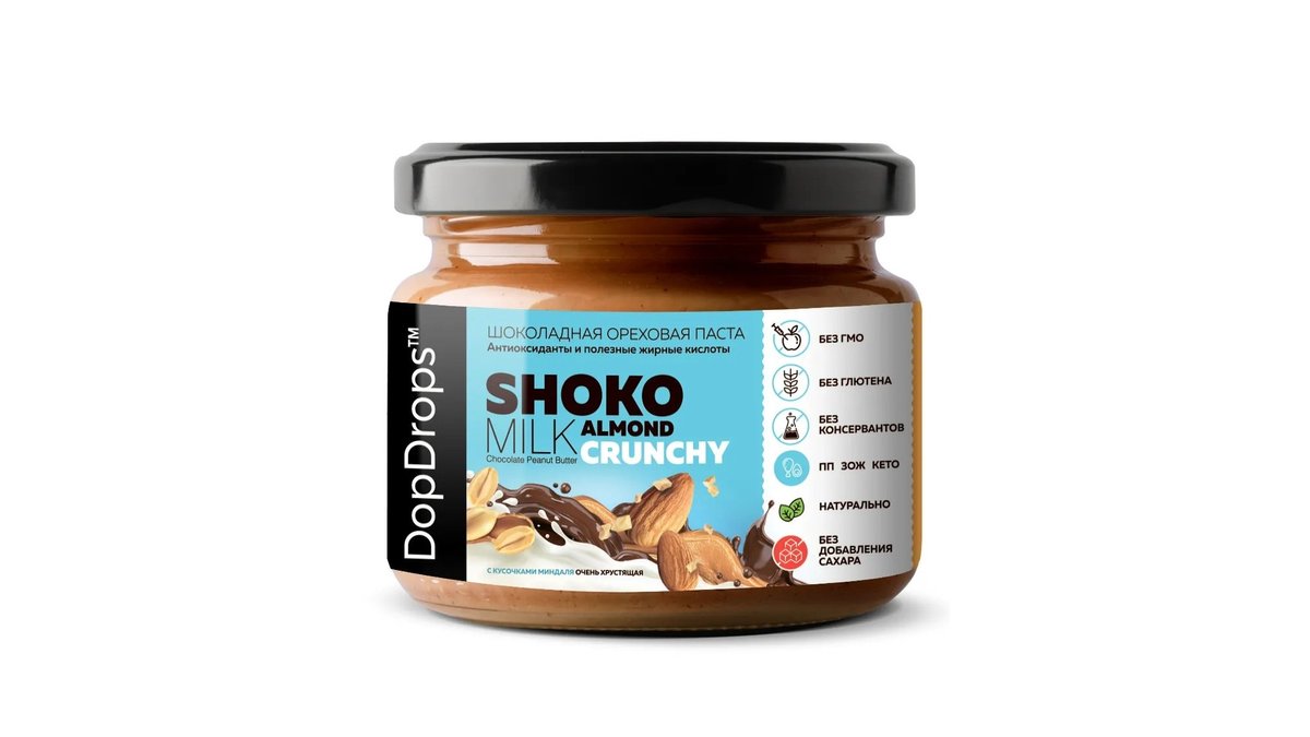 Dopdrops Paste 250g - Кранч арахис с молочным шоколадом и миндалем