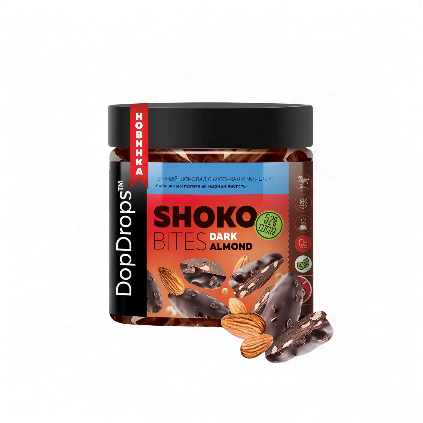 Темный Shoko Bites 230 гр. Dopdrop - Миндальное