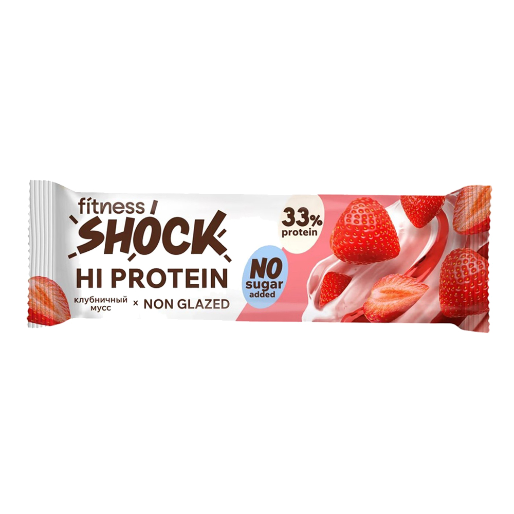 Fitness Shock HiProtein Bar with Collagen 40g - Клубничный мус