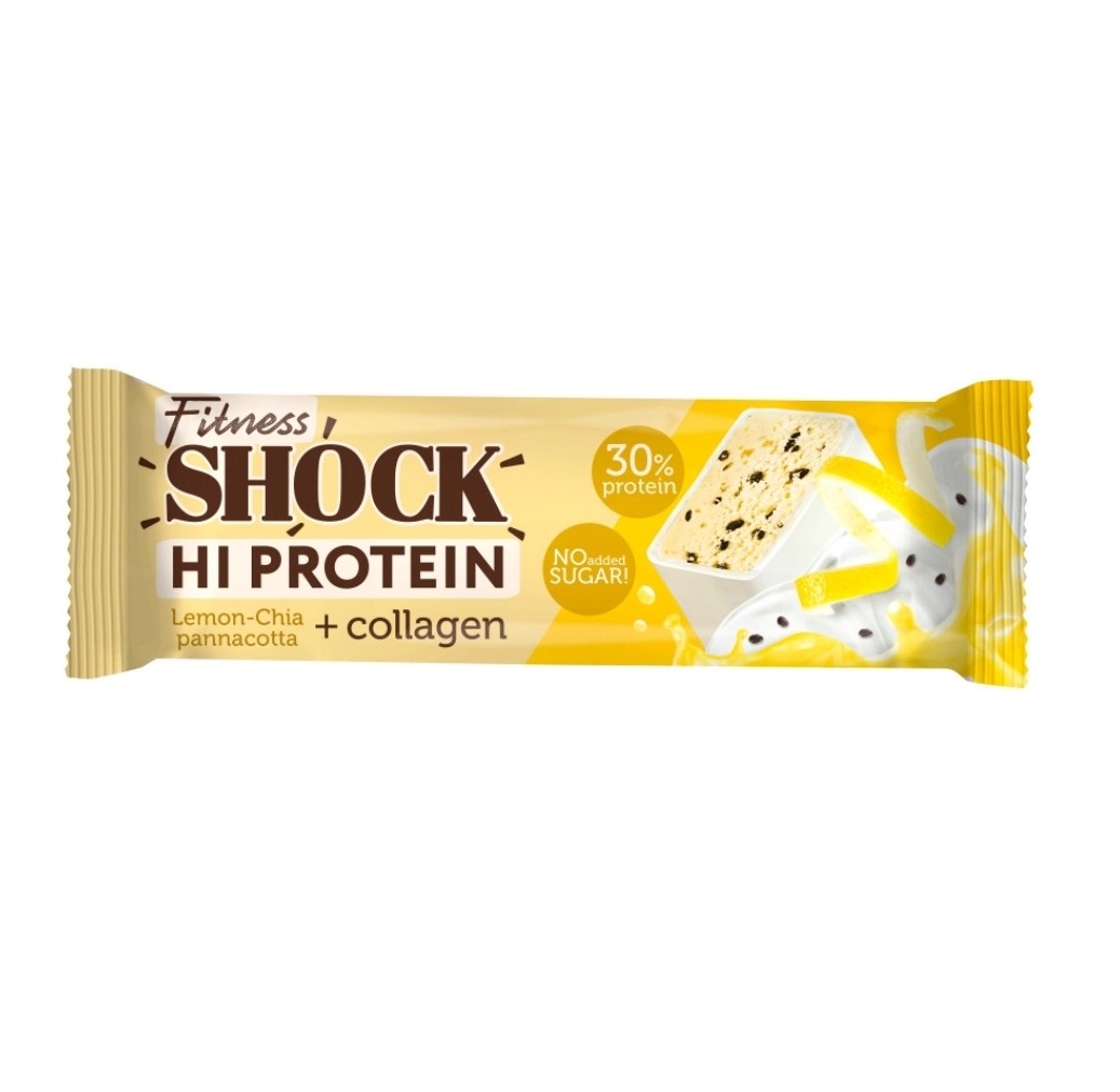 Fitness Shock HiProtein Bar with Collagen 40g - Limon və çia