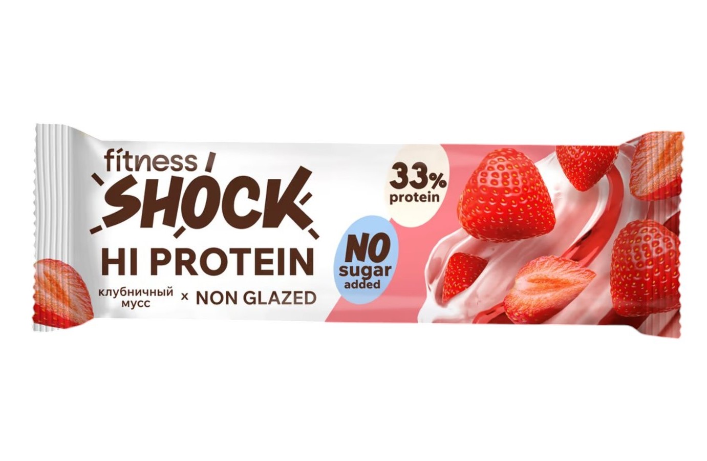 Fitness Shock HiProtein Bar with Collagen 40g - Клубничный мус