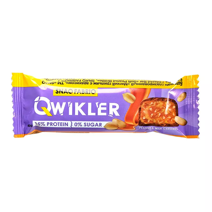 Qwikler Şəkərsiz batonçik - Fıstıq-Karamel 40 qr