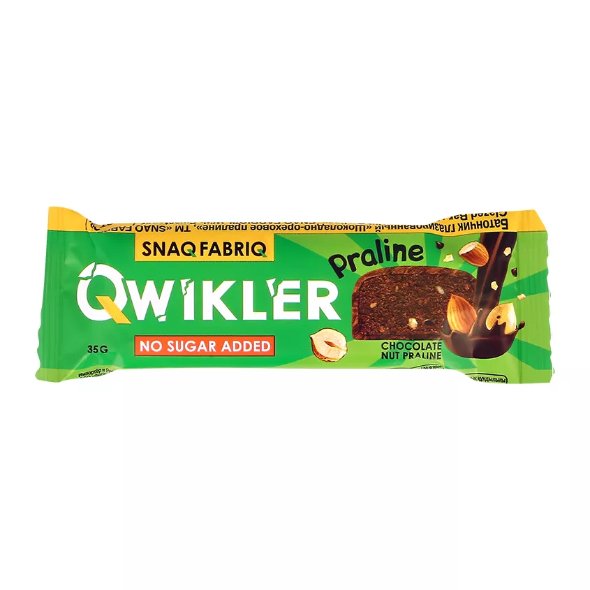 Qwikler Şəkərsiz batonçik - Şokolad-Qozlu praline 35 qr